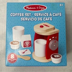 Melissa & Doug Brew NEW Serve Wooden Coffee Maker Set TOY play Kids